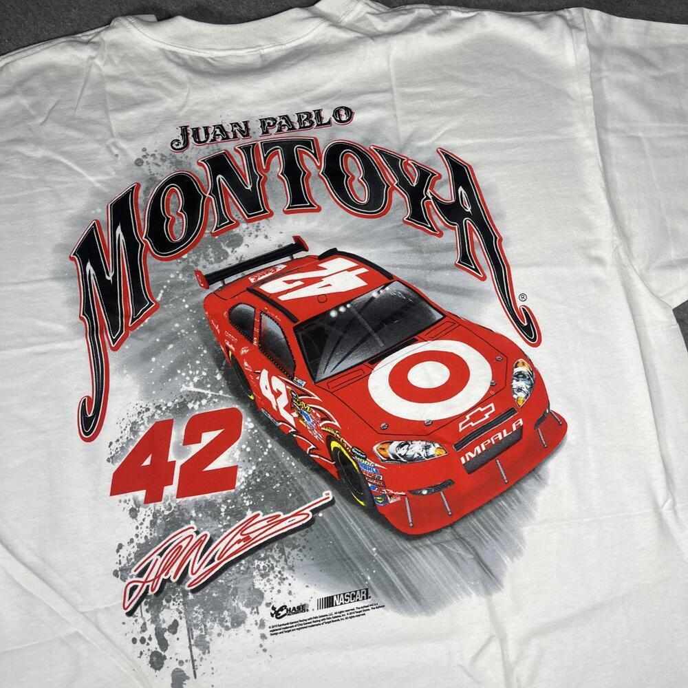 Vintage Chase Authentic Juan Pablo Montoya #42 NASCAR White Graphic T-Shirt XL - Picture 4 of 6